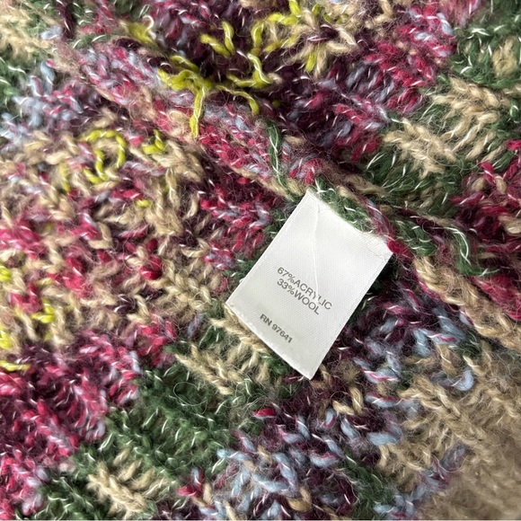 J Jill Southwestern Aztec Boho Wool Sweater Cardigan Hooded Women's Petite XS - Picture 7 of 8